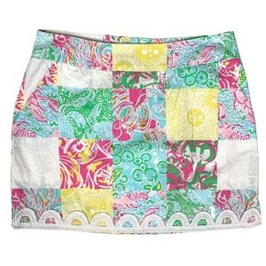 Lilly Pulitzer‎ Marigold Skort Summertime Printed Patch sz 0 Cotton HTF
